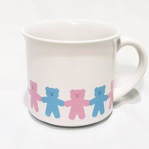 Teddy Bear Baby Pink Blue Coffee Mug 10 Ounce Cup Inarco 1986